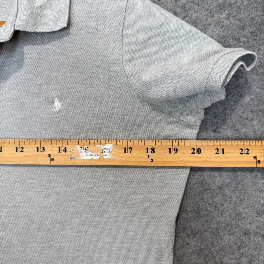 Vintage Ralph Lauren Polo Shirt Womens XL Slim Fit Gray Summer Pique Knit Y2K